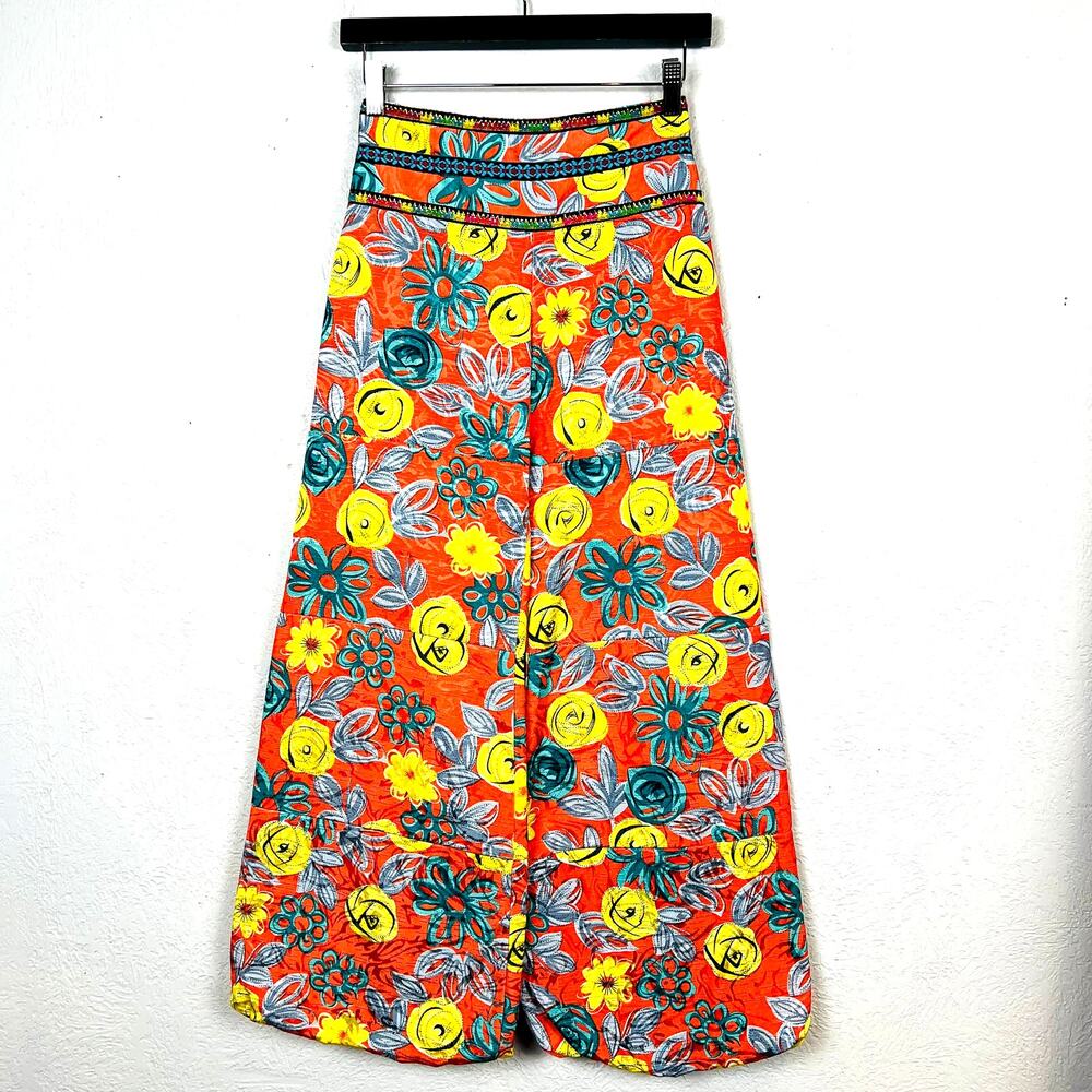 Xinxi Yizu Wide Leg Pants Elastic Waist Floral Print made in Japan - S